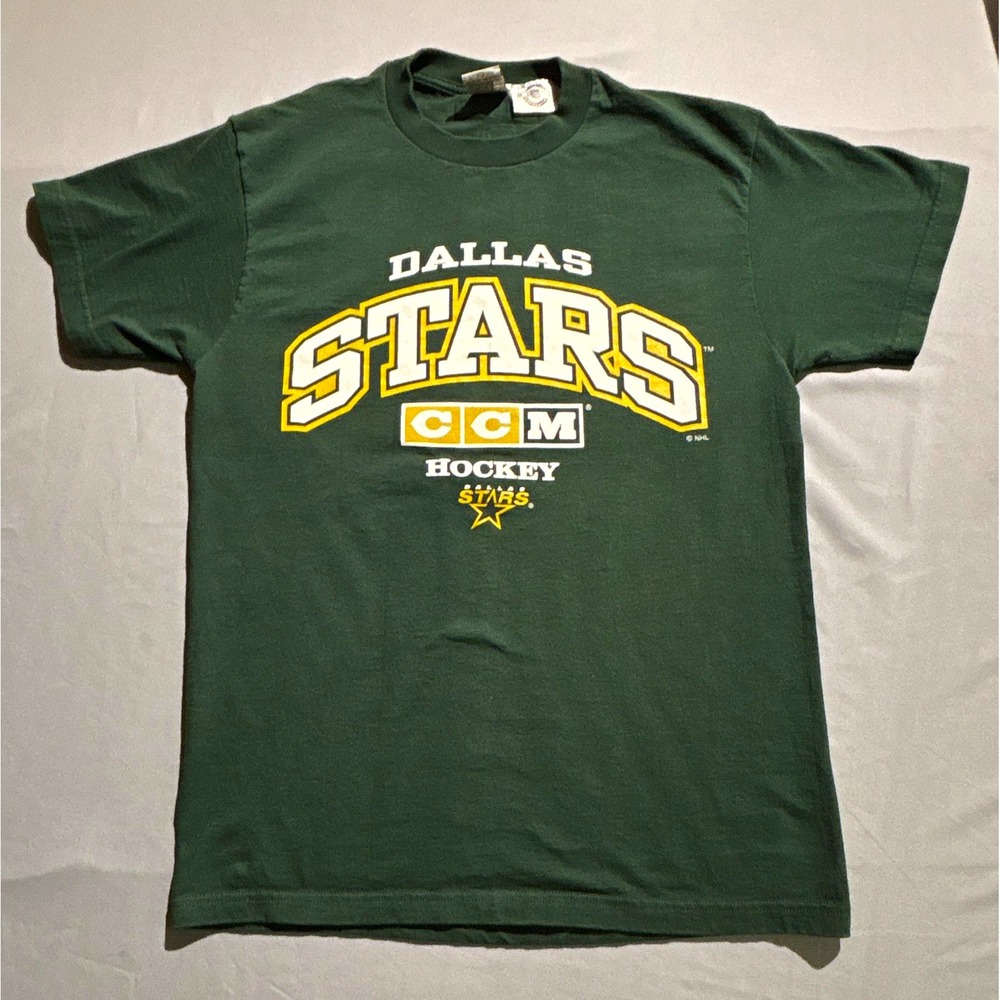 Vintage CCM NHL Dallas Stars T-Shirt Mens Large Green Hockey Graphic Tee